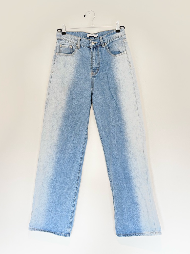 Y2k Two Tone Wide Leg Stripe Jeans High-Rise Denim Size 27 Euc